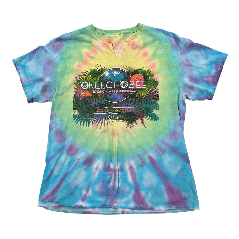 Okeechobee Music Arts Festival 2016 Tie Dye Band Tee Shirt 38 S Unisex -